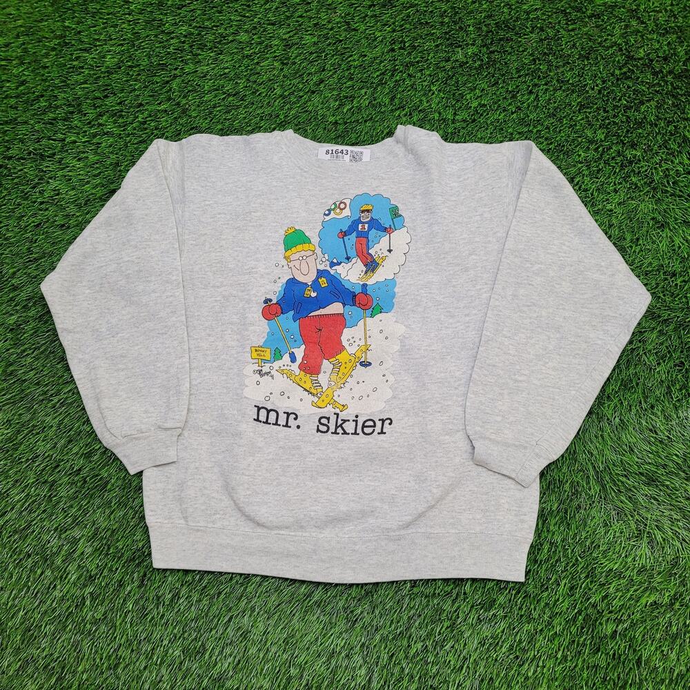 Vintage 1991 Funny Ski Sweatshirt Womens Large 20x22 Jim-Benton